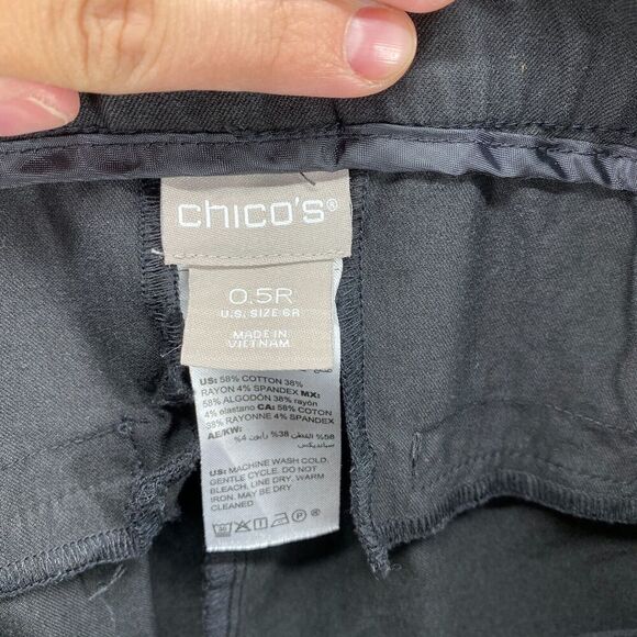 Chico's Pants Women 0.5R Sz 6 Black Pleated Straight High Rise - Picture 8 of 10